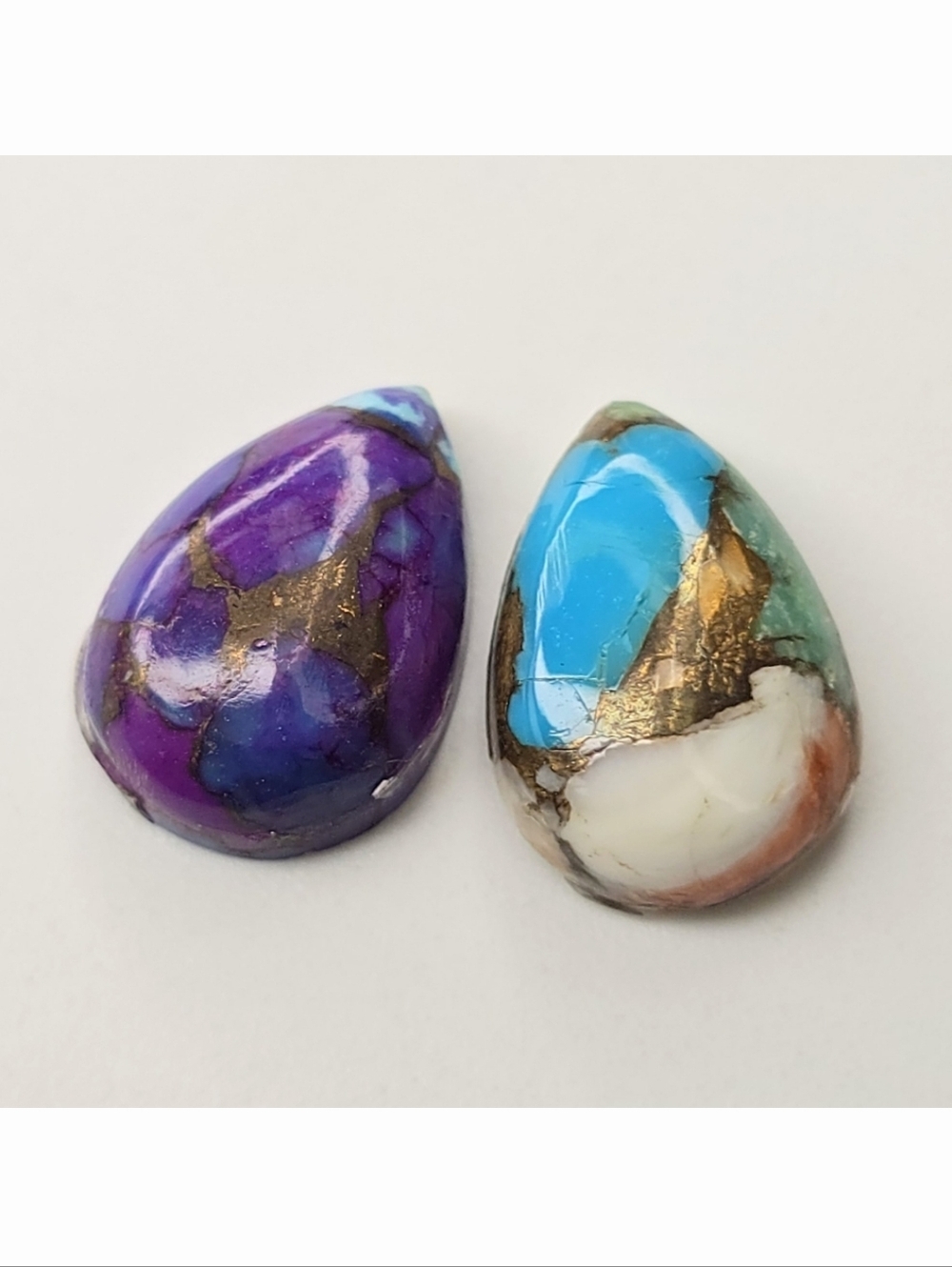 8.09 ct Oyster Copper Turquoise Pair